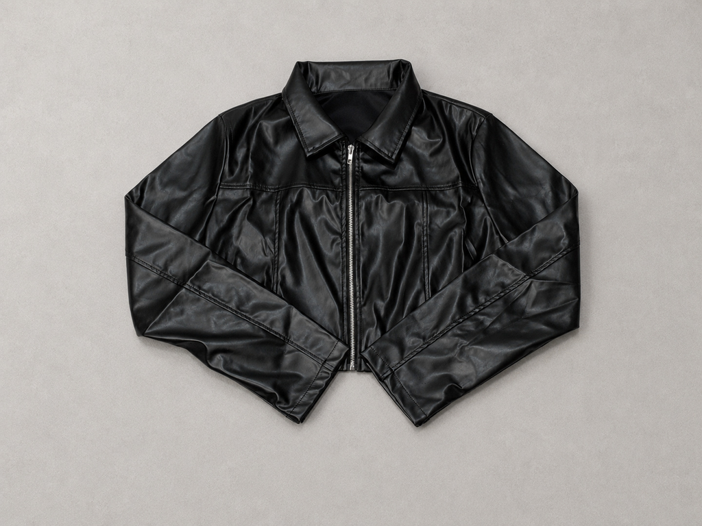 [RR-0001] Chaqueta de cuero con cremallera corta