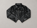 Chaqueta de cuero con cremallera corta